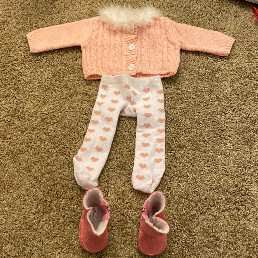 American girl doll pink winter outfit